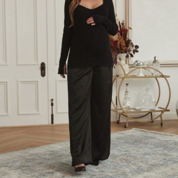 Thyme Maternity Pants & Jumpsuits Nwt Thyme Maternity Satin Pull On